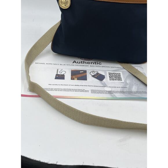 Michael Kors Authenticated Kempton Navy Nylon Leather Crossbody Shoulder Bag - Picture 8 of 16